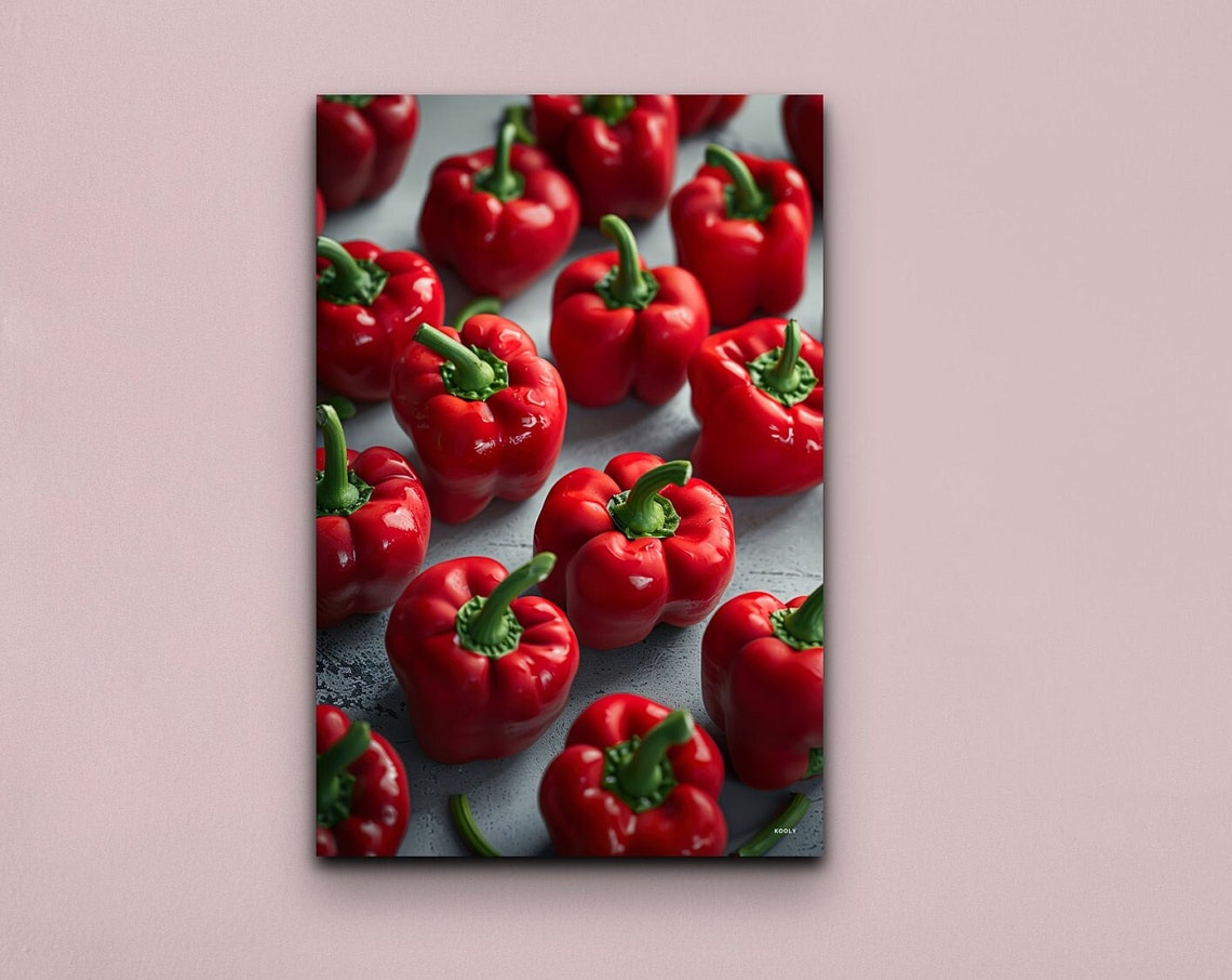 Red Bell Peppers Still Life Photography Vibrant Kitchen Print