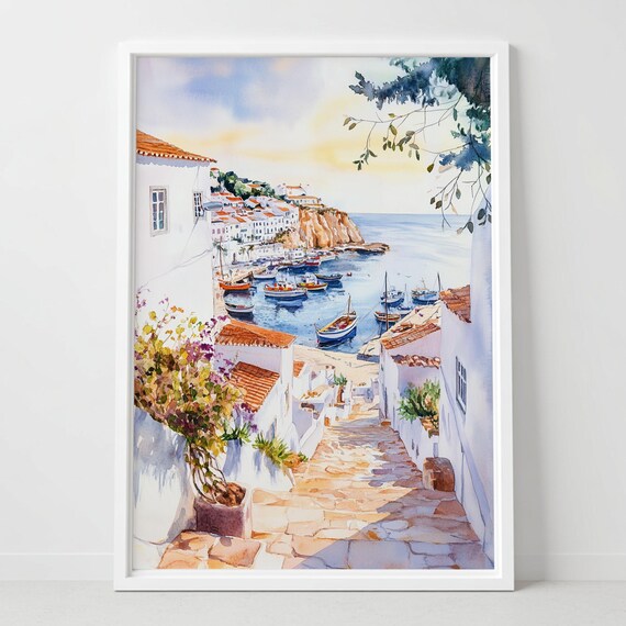 Alvor Portugal Coastal Watercolor Travel Poster