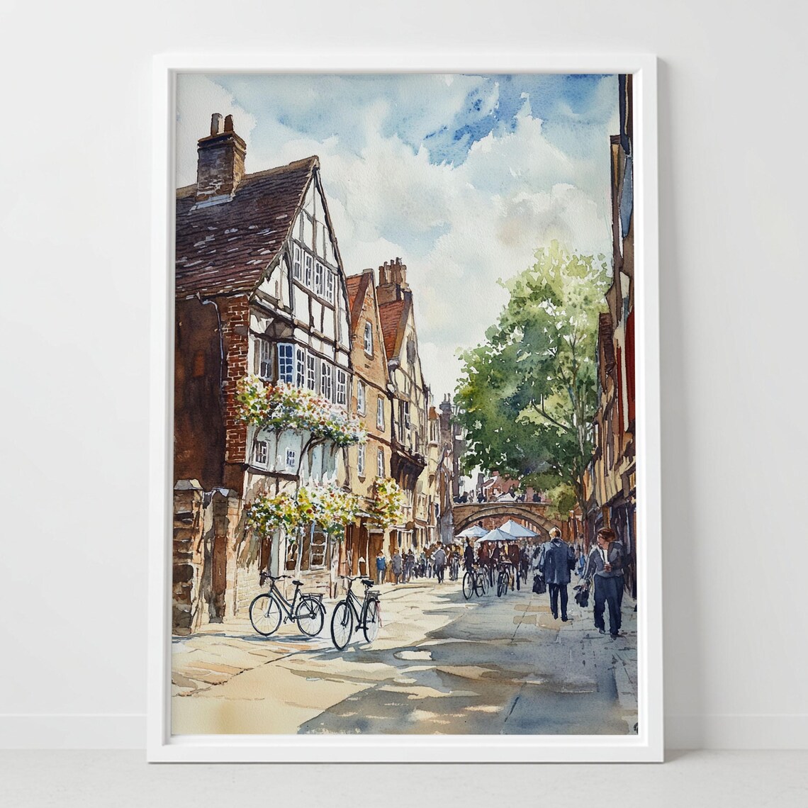 York Shambles Watercolor Medieval Timber Street Scene Poster