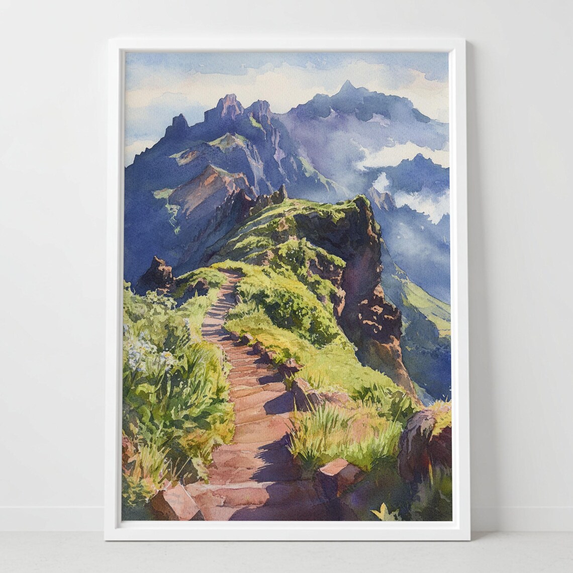 Madeira Portugal Watercolor Mountain Landscape Art Print