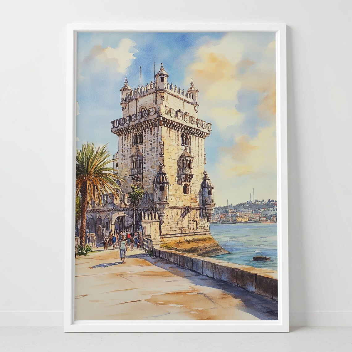 Belem Tower Lisbon Watercolor Portugal Landmark Travel Poster
