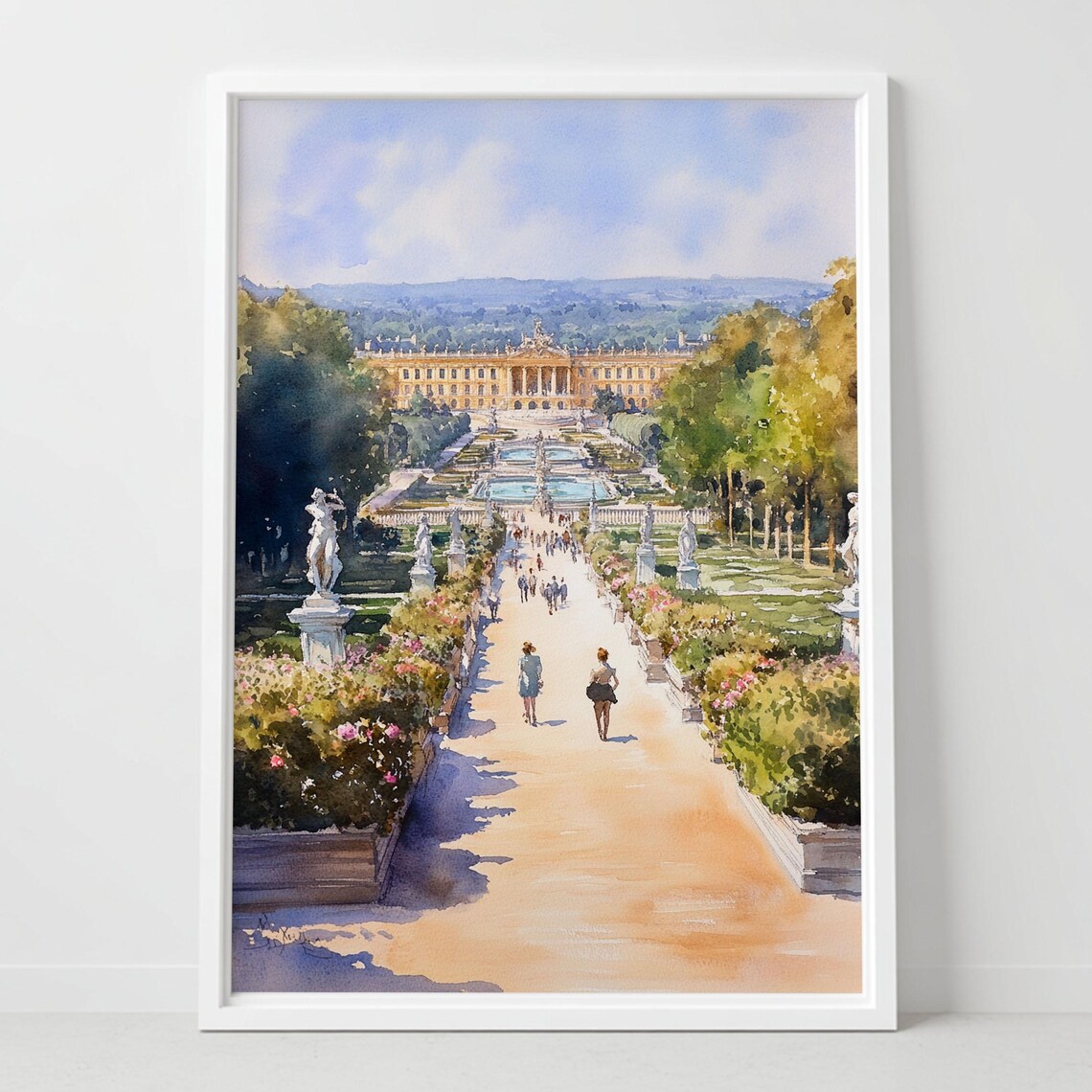 Versailles Palace Gardens Watercolor French Chateau Grounds Poster