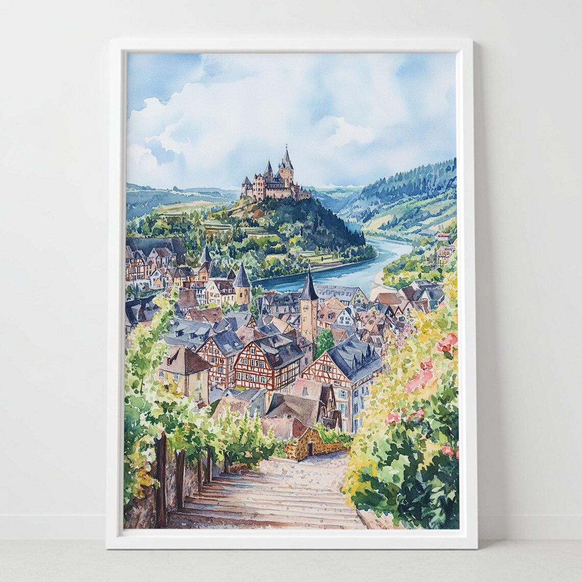 Cochem Germany Castle Watercolor Art Print