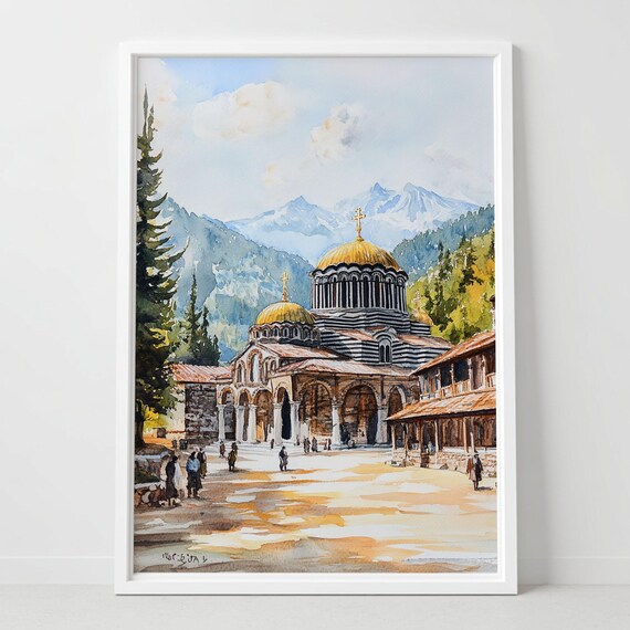 Rila Monastery Print, Bulgaria Travel Poster