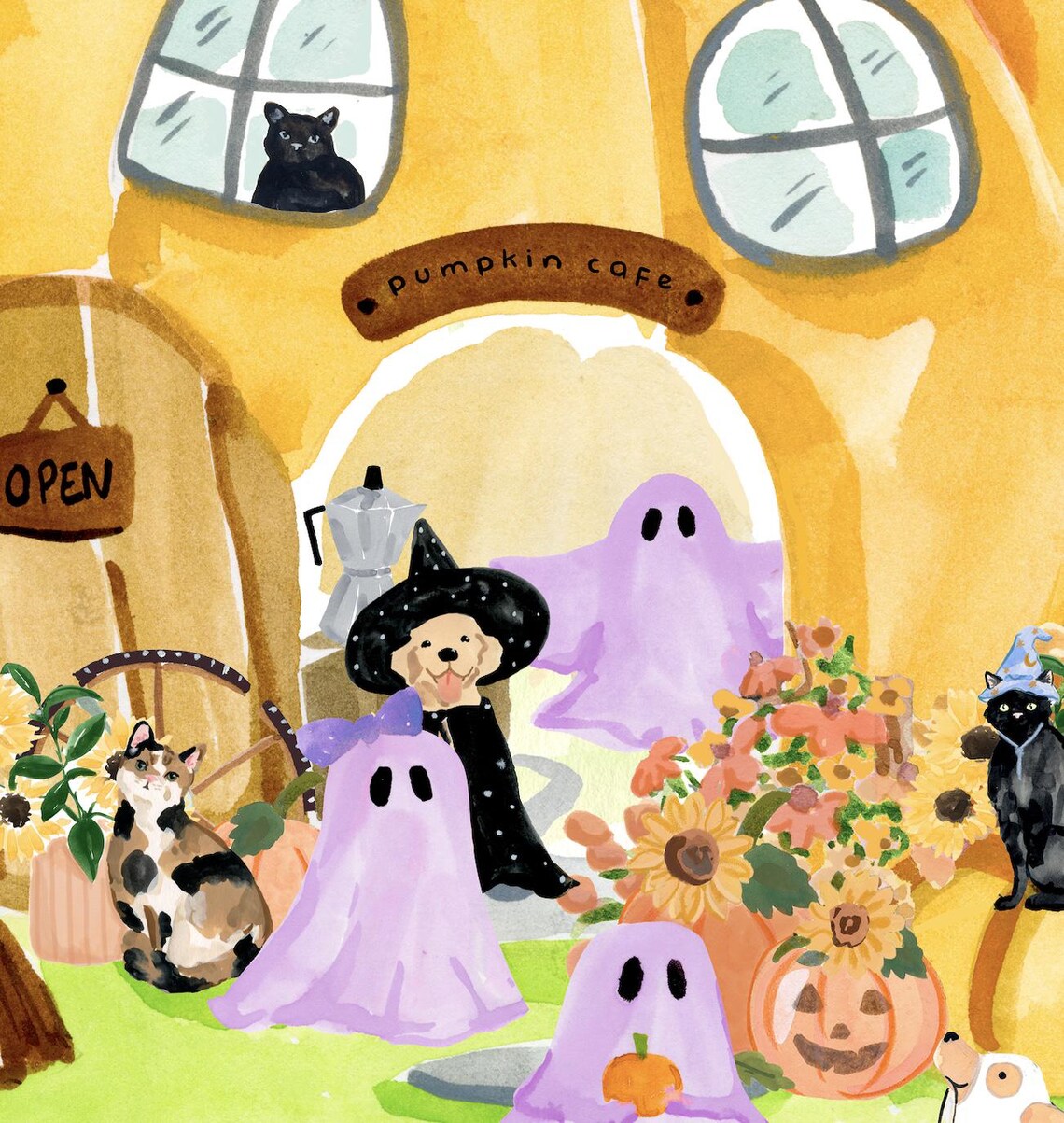 Charming Pumpkin Cafe Art Print, Fall Decor - Image 2