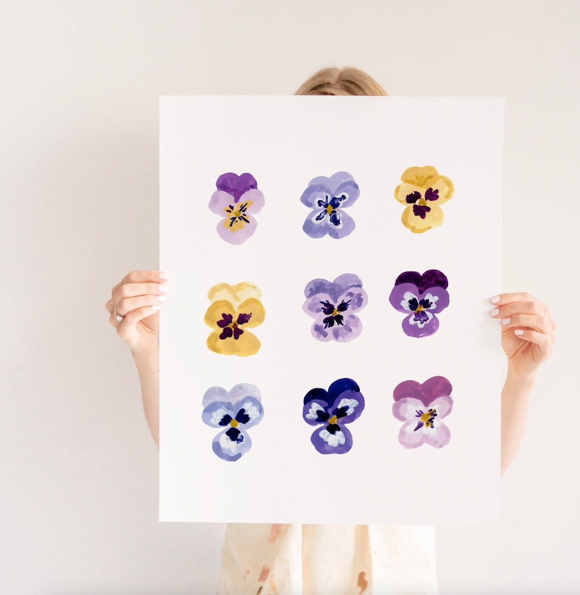 Pansies Botanical Watercolor Gouache Art Print - Image 3