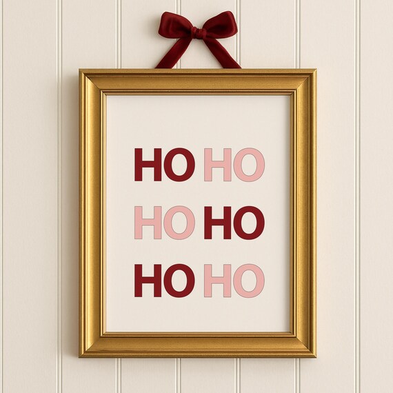 Ho Ho Ho Pink Red Coquette Christmas Typographic Holiday Poster