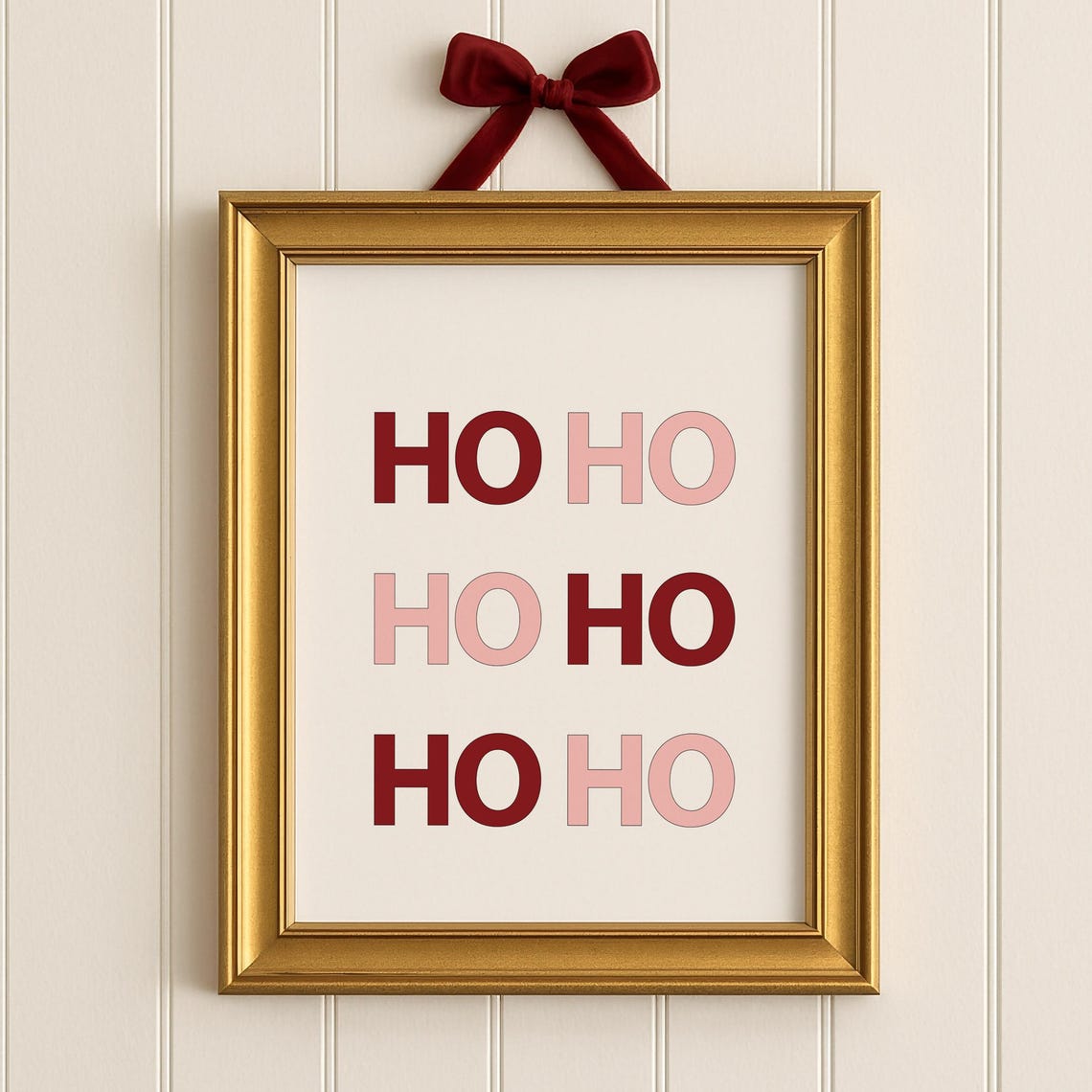 Ho Ho Ho Pink Red Coquette Christmas Typographic Holiday Poster
