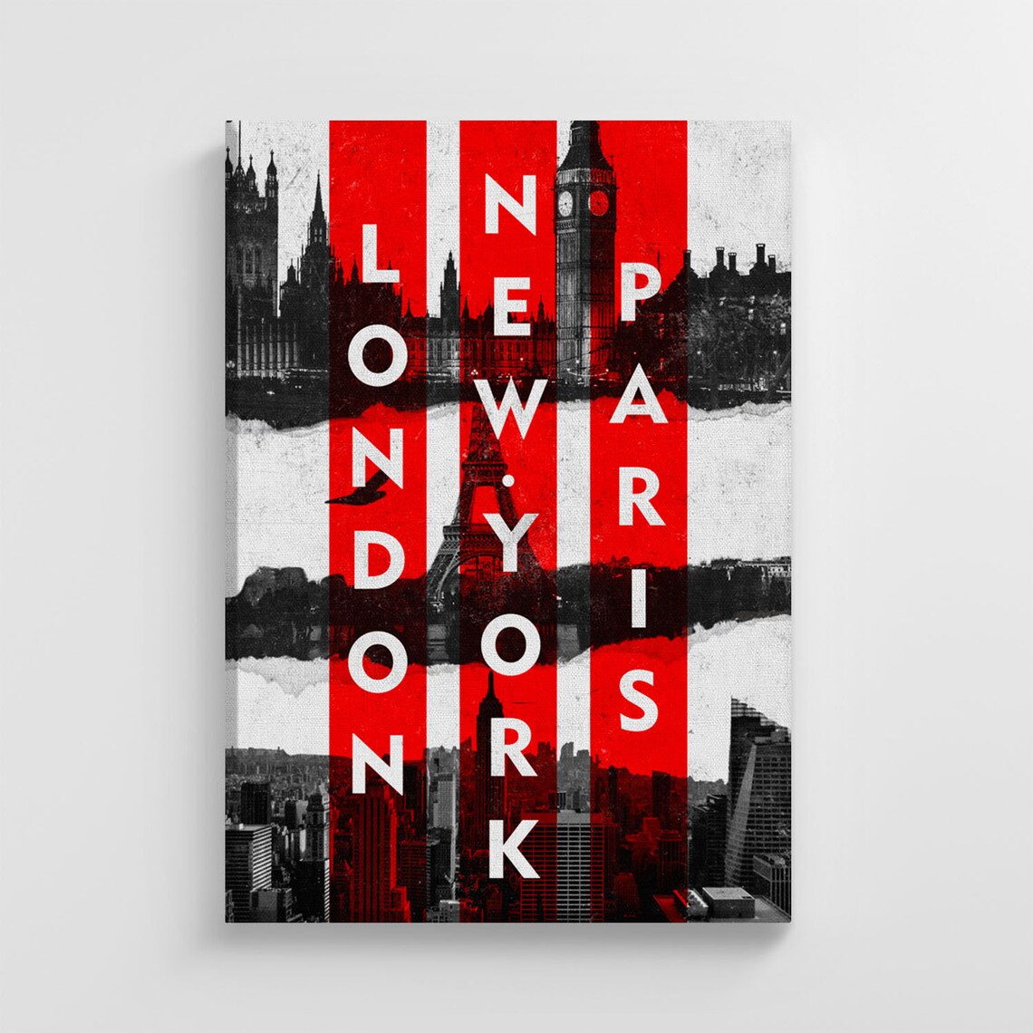London New York Paris World Map, Stylish Home Decoration