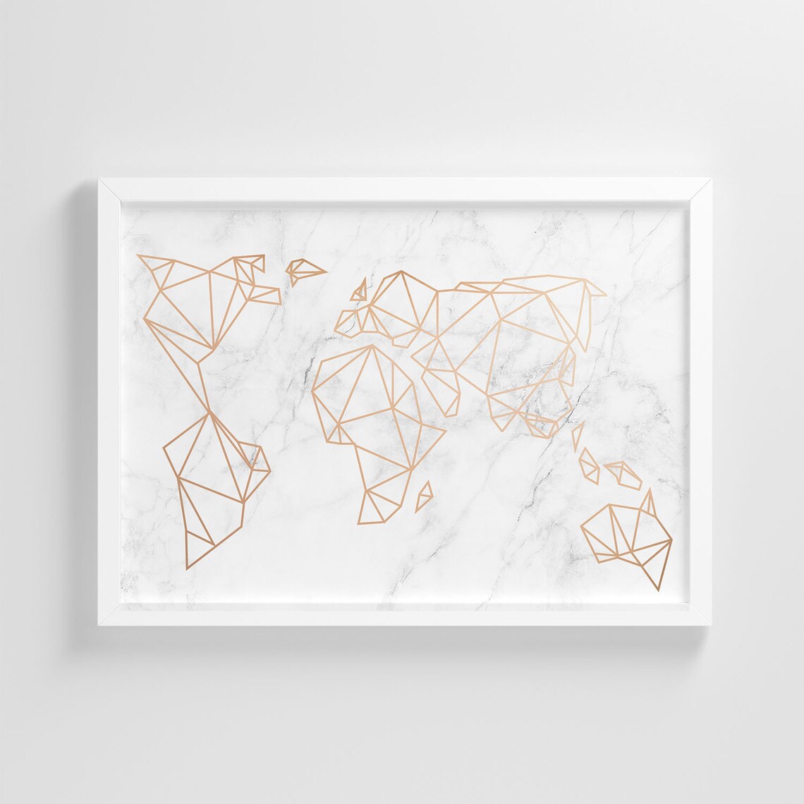 Marble Geometric World Map, Stylish Home Decoration