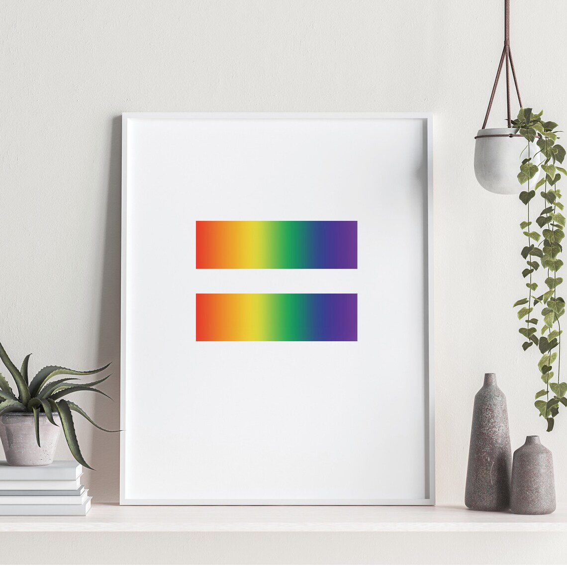 Rainbow Gradient Equals Sign Equality Symbol Minimalist Art Poster - Image 2