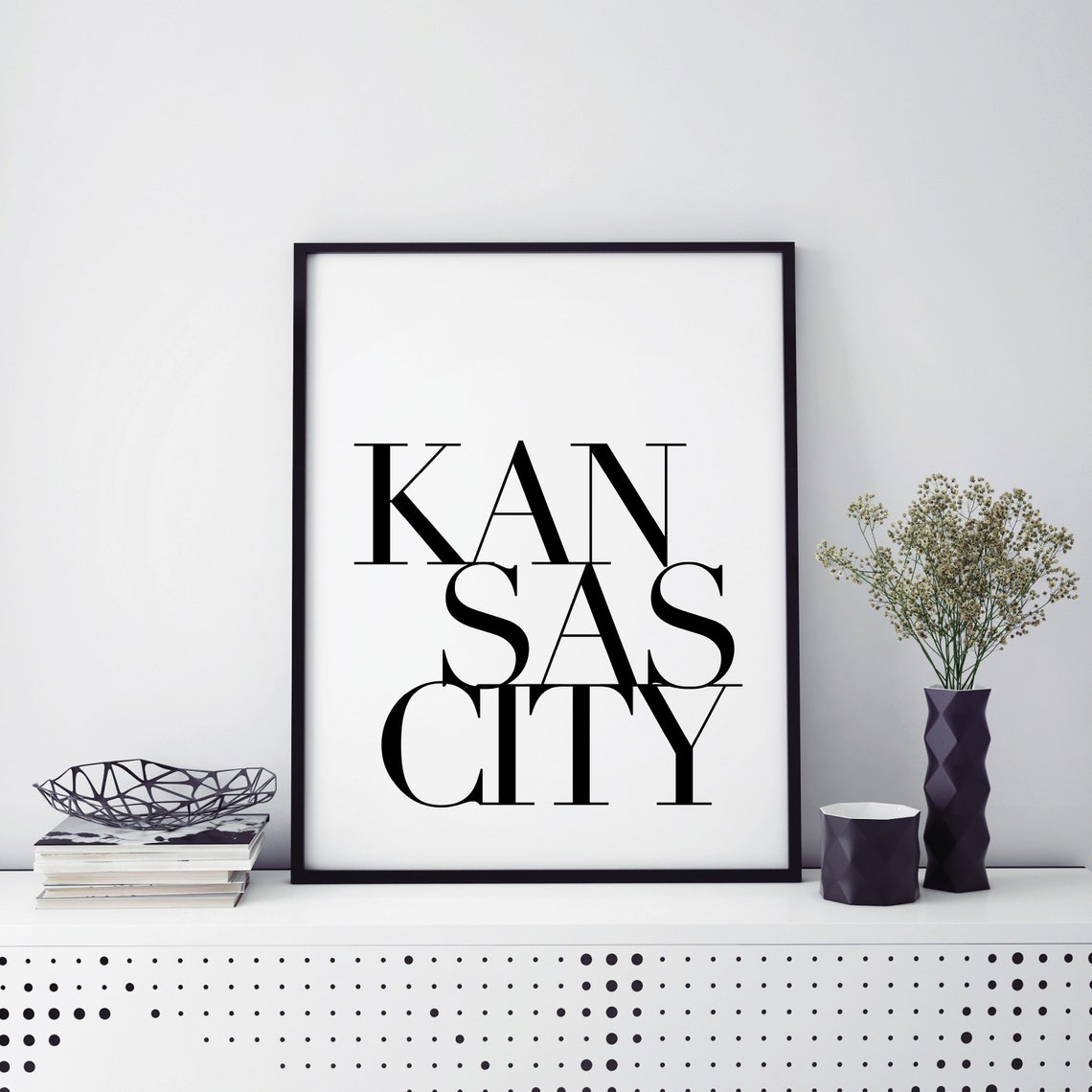 Kansas City Print Kansas City Poster Kansas City Wall Art Minimalist City Wall Art Travel Typography Art Modern Black White - Image 5