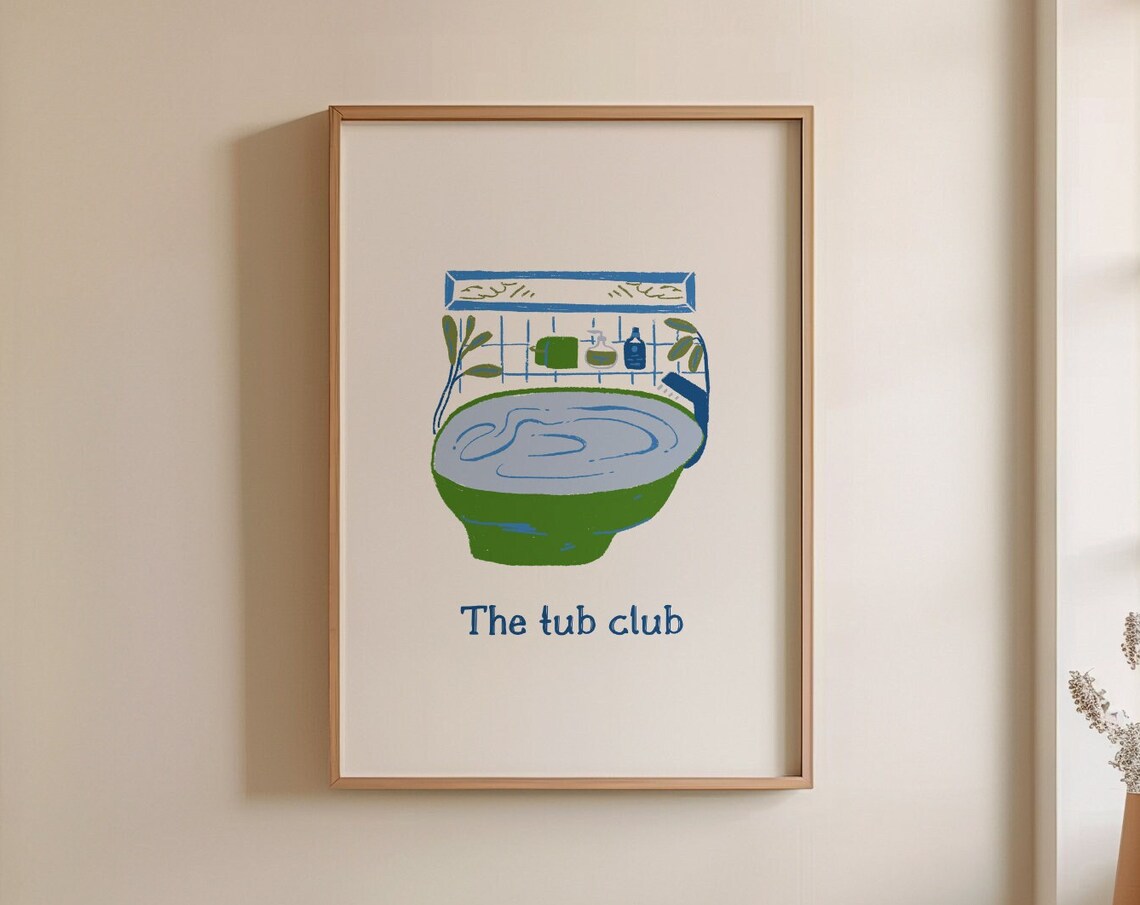 The Tub Club Green Bathtub Illustration Funny Bath Quote Poster - Image 4