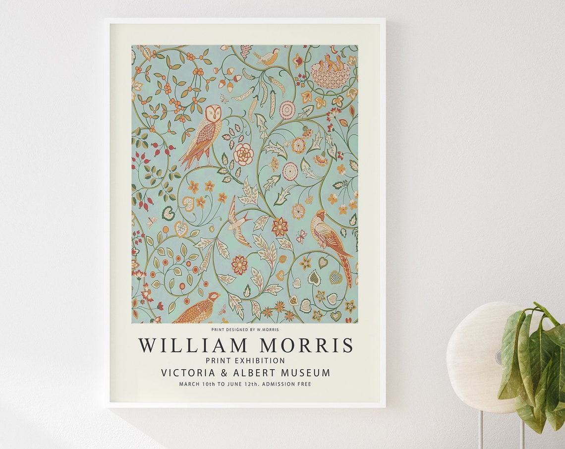 William Morris Exhibition Poster V and A Museum Birds Floral Art - Image 3