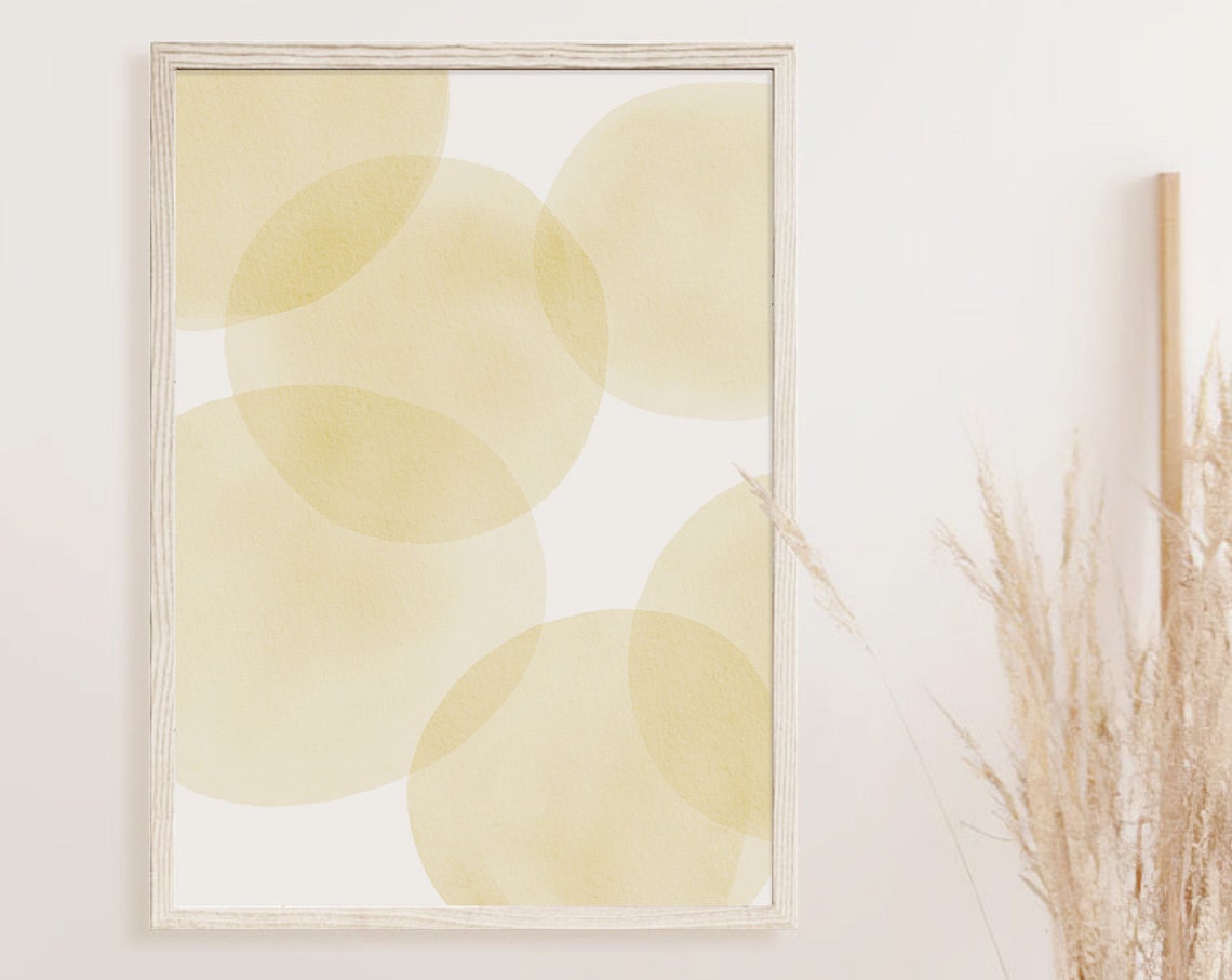 Overlapping Pale Yellow Watercolor Circles Soft Sunny Abstract Poster - Image 3