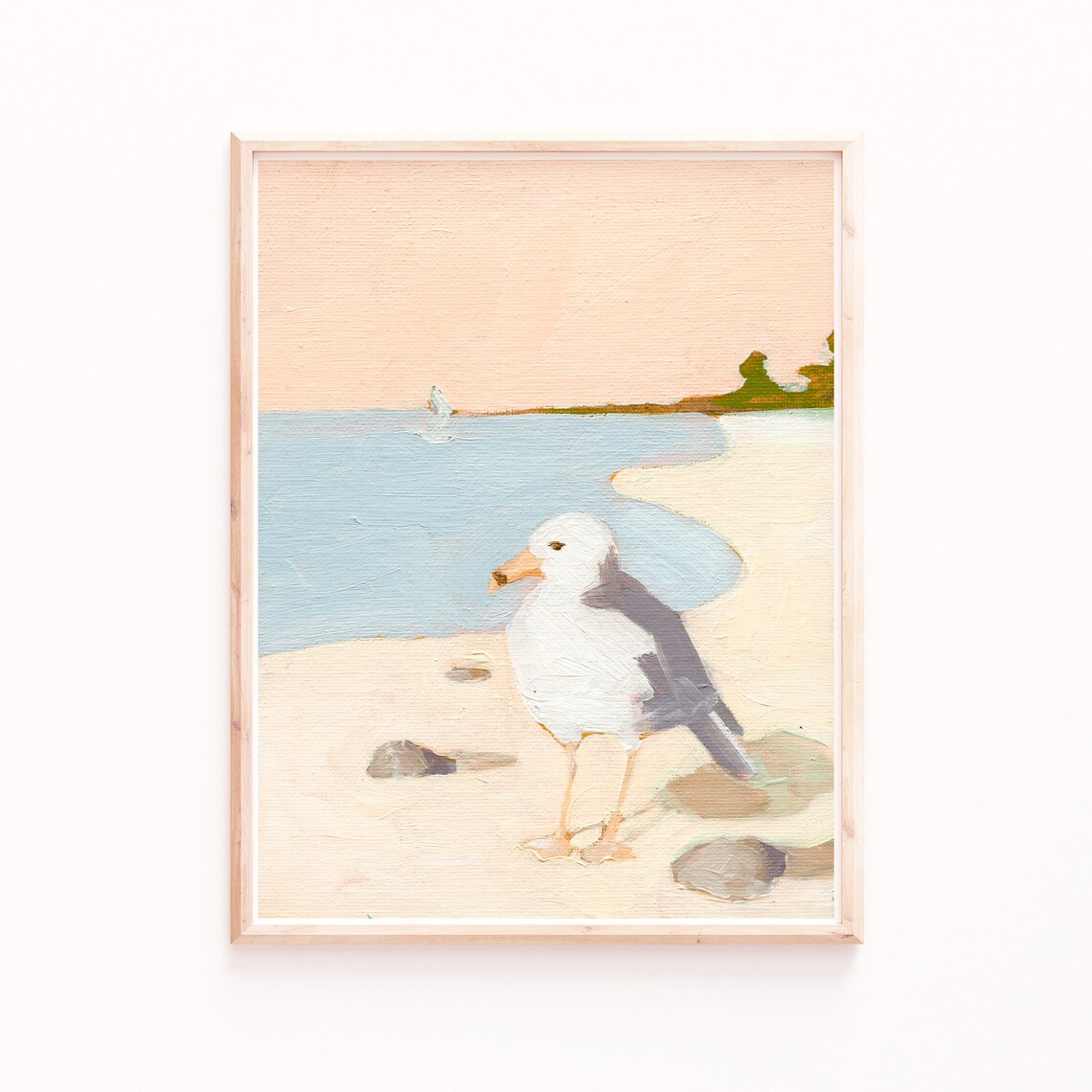 Seagull Art Print, Neutral Nautical Decor