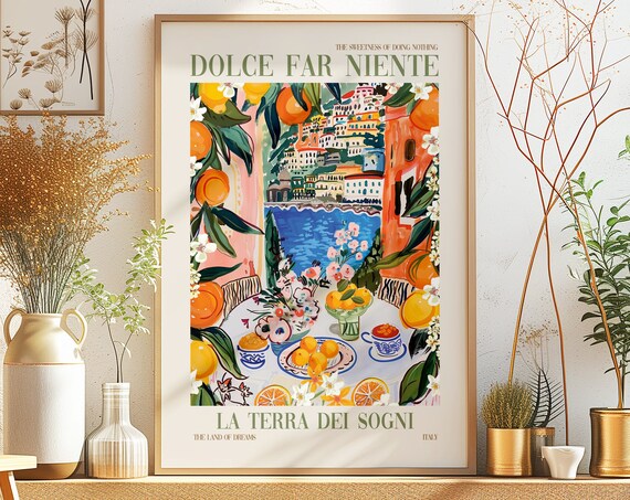 Dolce Far Niente Italy Coffee Lover Poster, Positano Vista