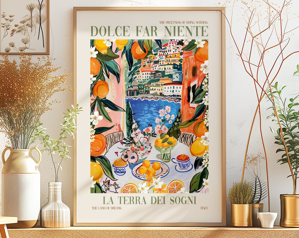 Dolce Far Niente Italy Coffee Lover Poster, Positano Vista
