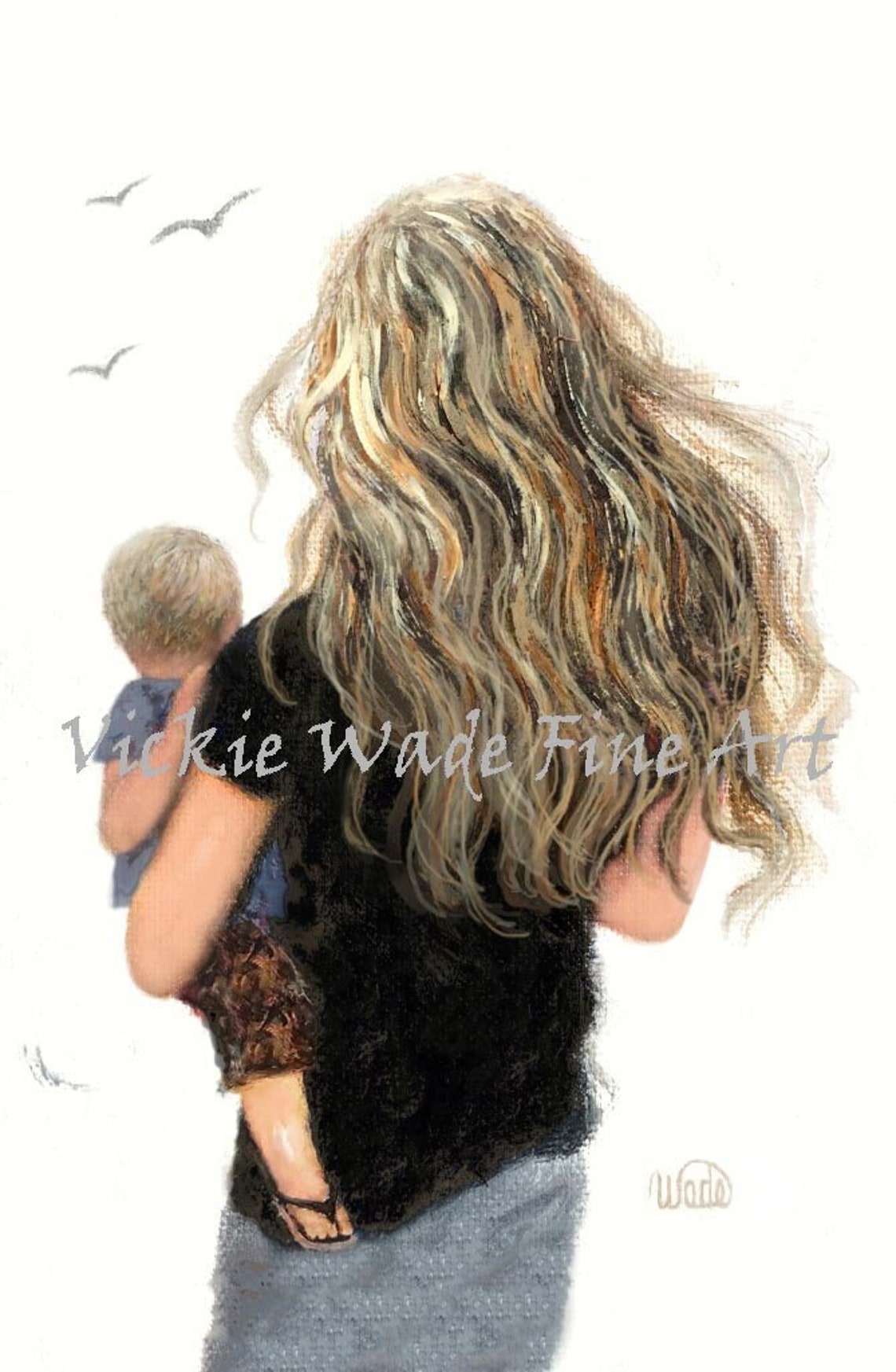 Mother And Baby Son Art Print Blondes Blonde Mother Blonde Baby Son New Mother Carrying Baby Boy Newborn Gift Vickie Wade Art