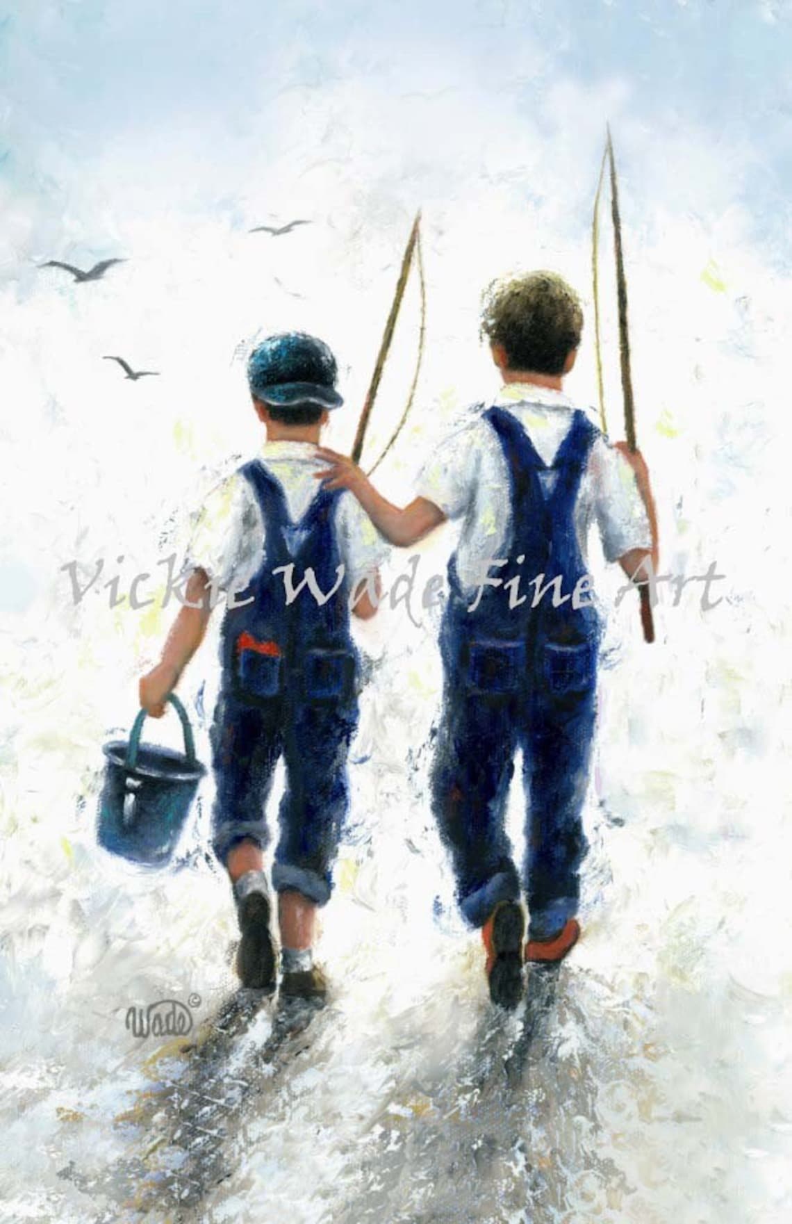 Two Brothers Fishing Poster Print, Vickie Wade