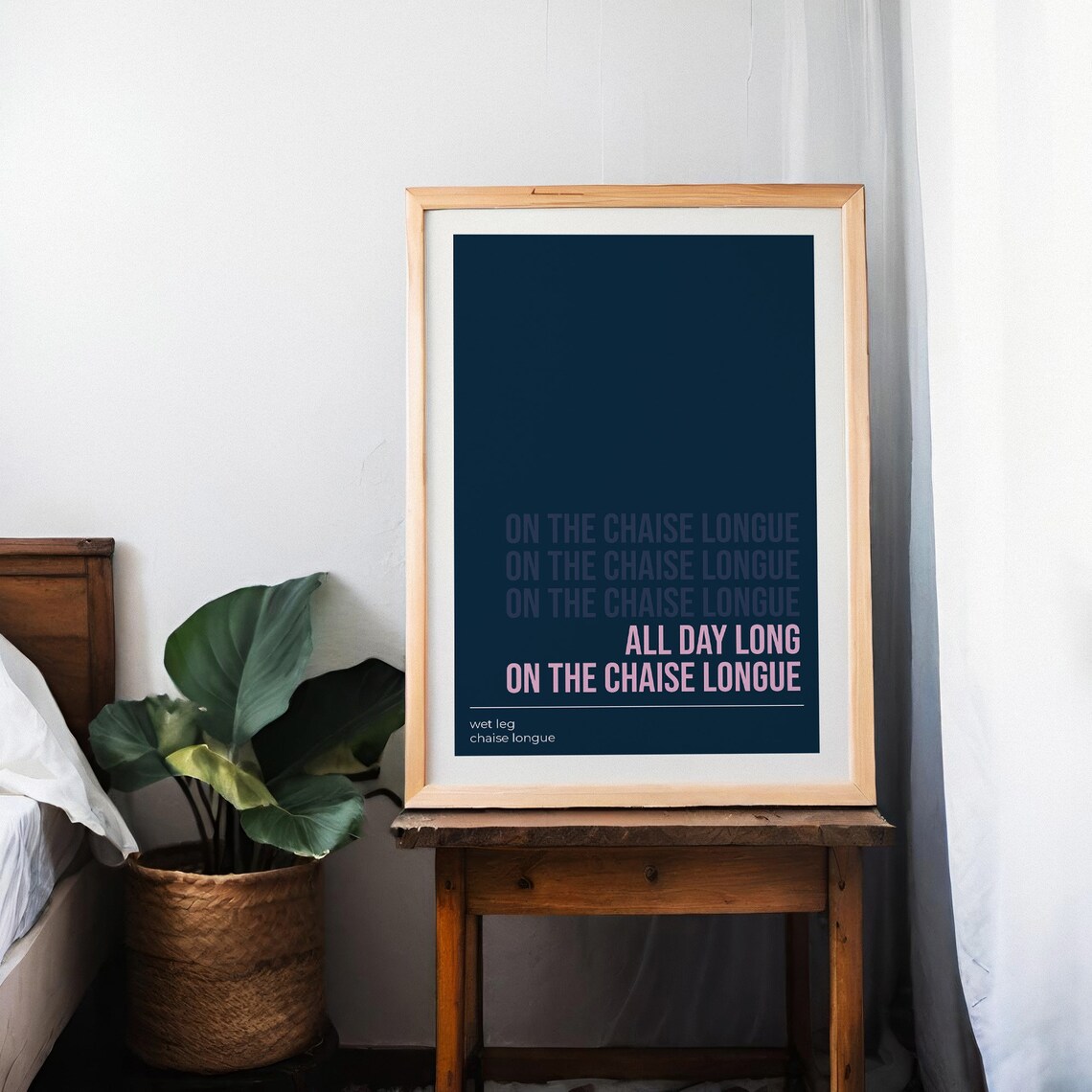 Wet Leg Chaise Longue Lyrics Navy Pink Minimalist Music Art Poster - Image 2