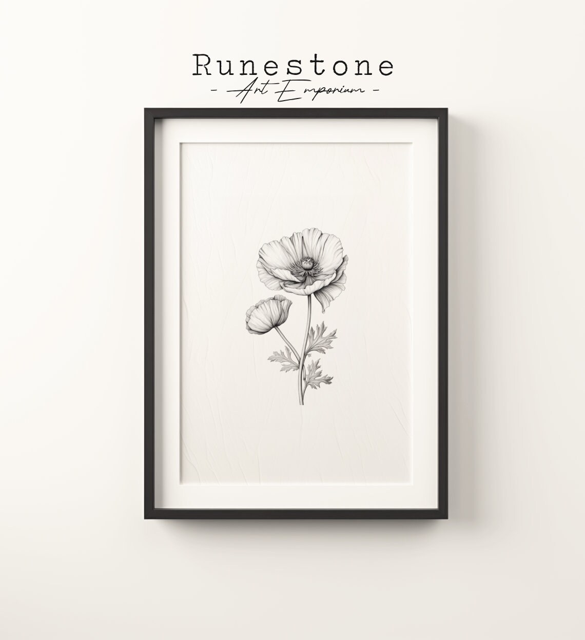 Field Flower Sketch Print Botanical Wall Art Minimal Portrait Pencil Drawing Decor Neutral