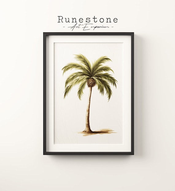 Graceful Single Palm Tree Watercolor Botanical Minimal Print