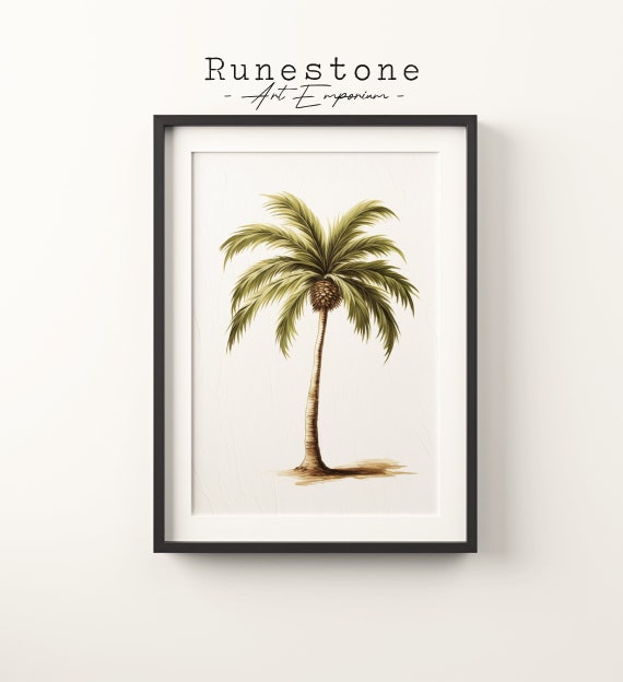 Vintage Palm Tree Sketch Print Tropical Boho Wall Art Minimalist Bohemian Hand Drawn