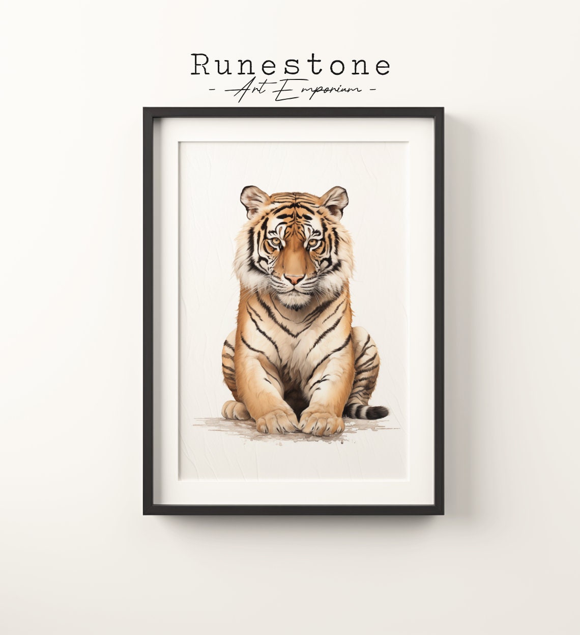 Vintage Tiger Sketch Big Cat Wildlife Boho Wall Art Minimalist Bohemian Hand Drawn Animal Print