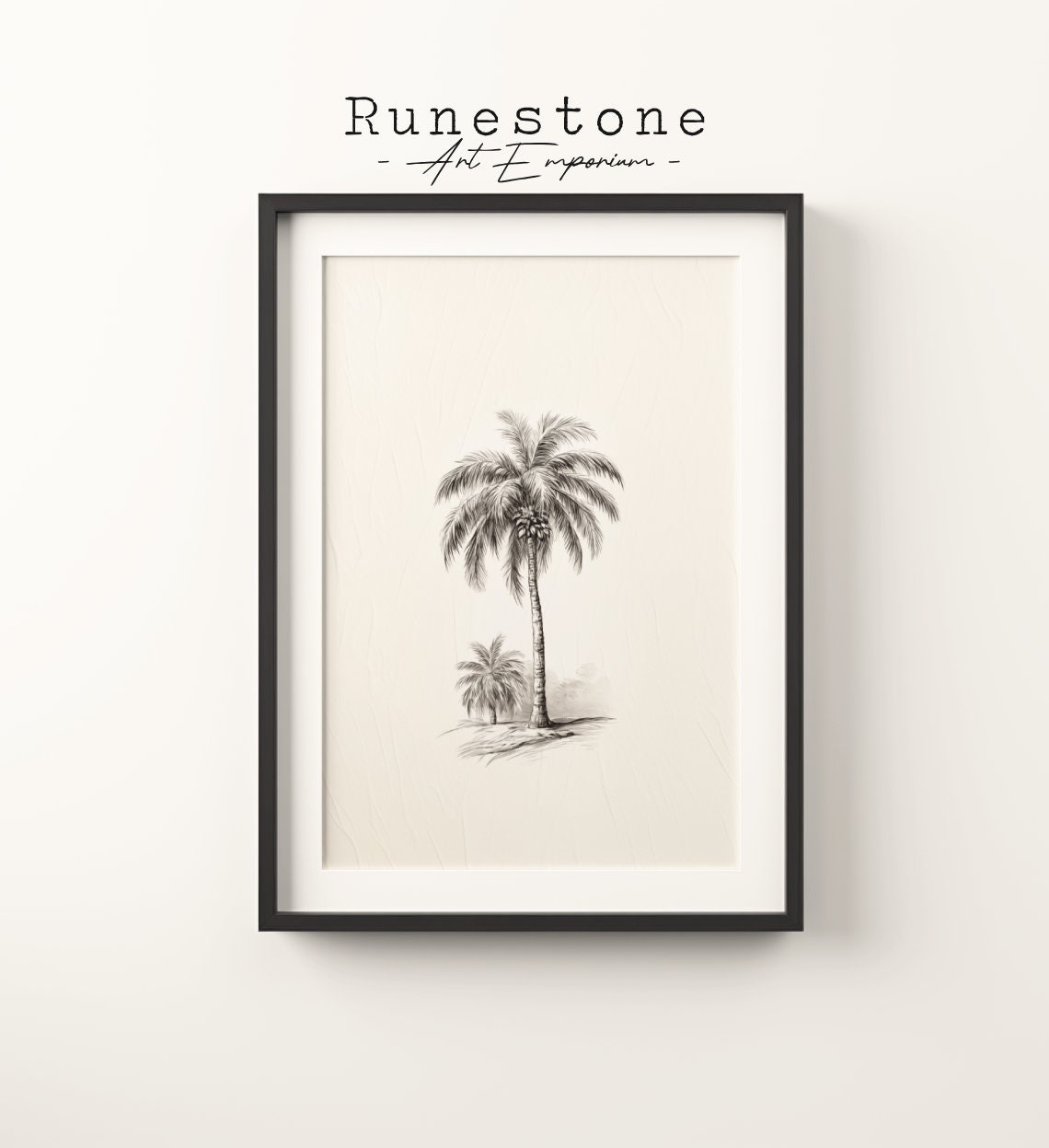 Desert Palm Tree Sketch Print Tropical Wall Art Minimal Portrait Pencil Drawing Decor Neutral
