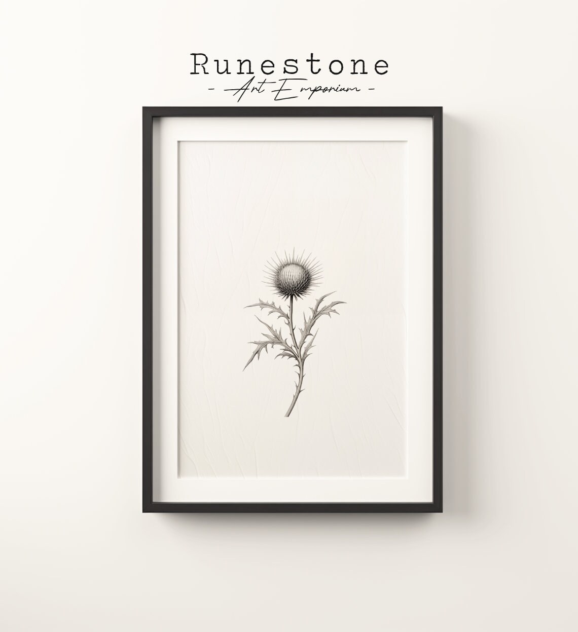 Thistle Flower Sketch Print Botanical Wall Art Minimal Portrait Pencil Drawing Home Decor Neutral