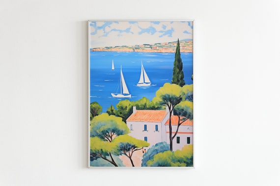 Henri Matisse Poster Serene Mediterranean Landscape Coastal Art Print Tranquil Riviera Seascape Nautical Home Decor Art