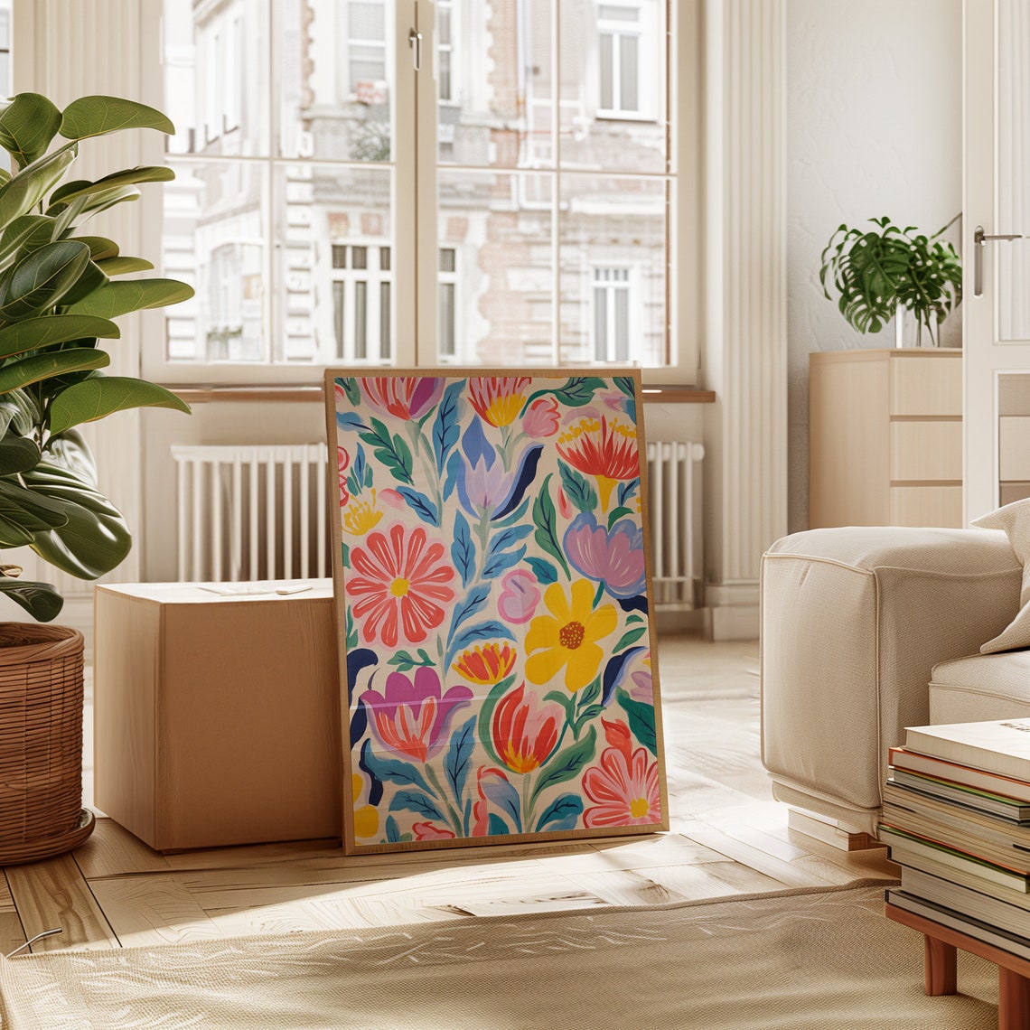 Colorful Abstract Floral Garden Pattern Bright Blooms Art Poster - Image 5