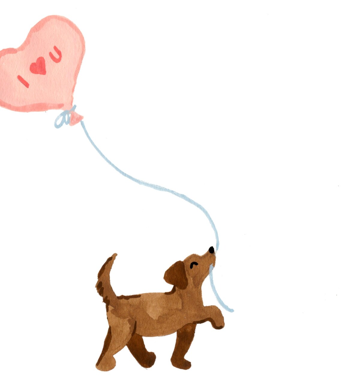 Cute Dachshund Valentine Watercolor Art Print - Image 2