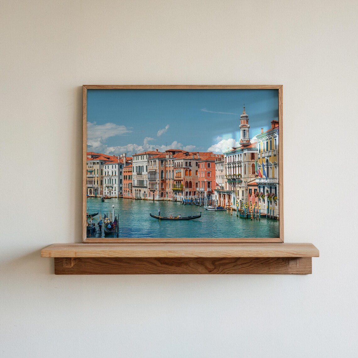 Venice Grand Canal Gondolas Colorful Buildings Italy Travel Poster