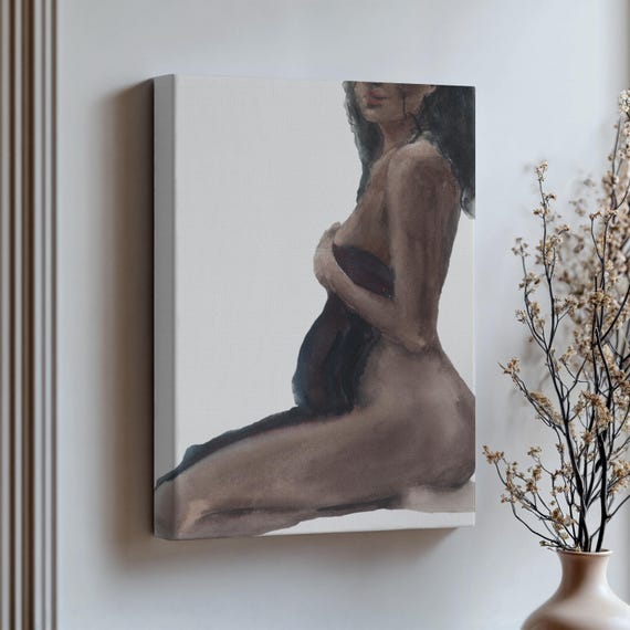 Maternity Woman Painting Print Portrait Art Body Positive Wall Decor Spa Esthetician