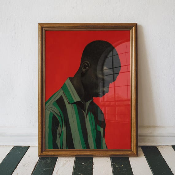 Black Man Portrait Art Modern African Wall Contemporary Print Maximalist Living Room