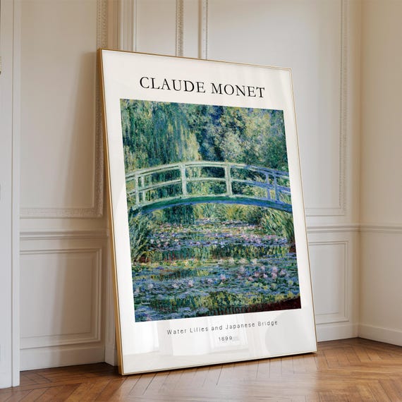 Claude Monet Water Lilies Print Japanese Bridge French Art Gicle Poster