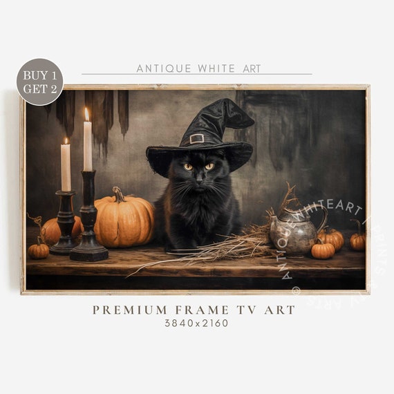 Halloween Black Cat Art, Classic Seasonal Poster