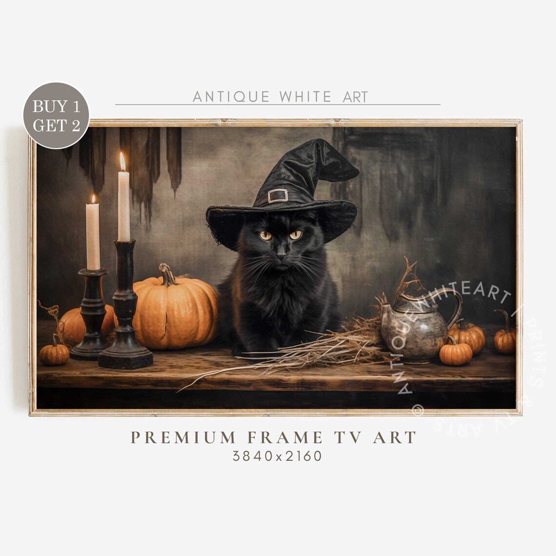 Halloween Black Cat Art, Classic Seasonal Poster