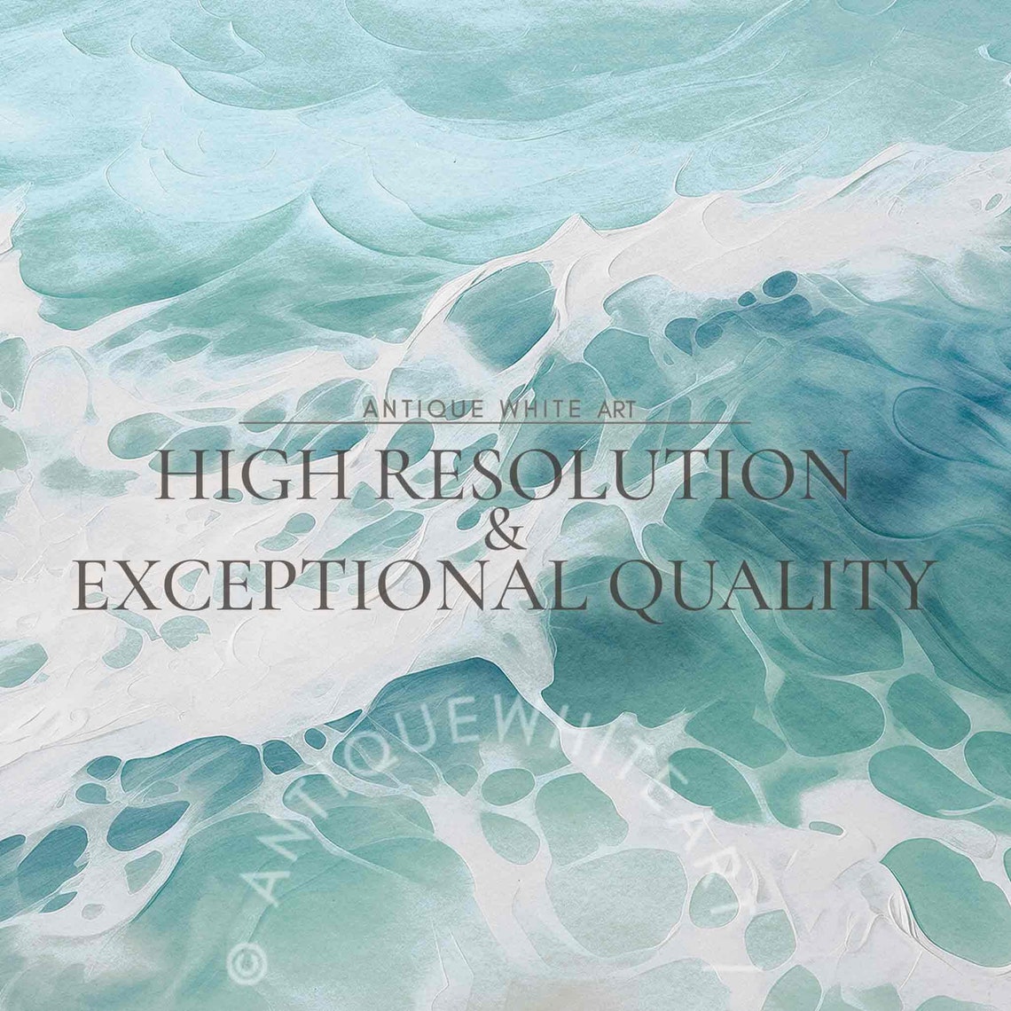 Abstract Ocean Wave Texture Turquoise Blue Seascape Art Wall Poster - Image 2