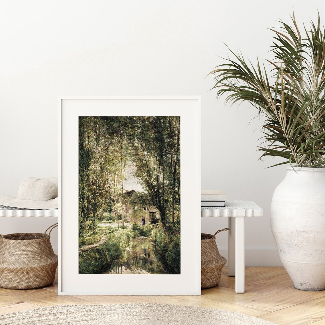 Country Landscape Painting, Vintage Farmhouse Decor - Image 4