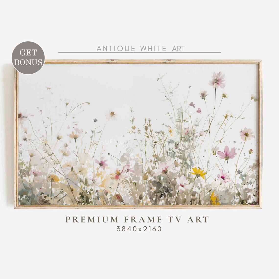 Spring Wildflower Field, Warm Tone Country Art Print