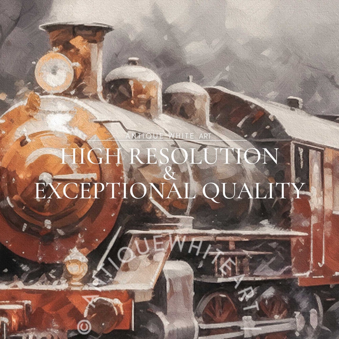 Vintage Red Steam Train Snowy Winter Railway Landscape Wall Art Poster - Image 5