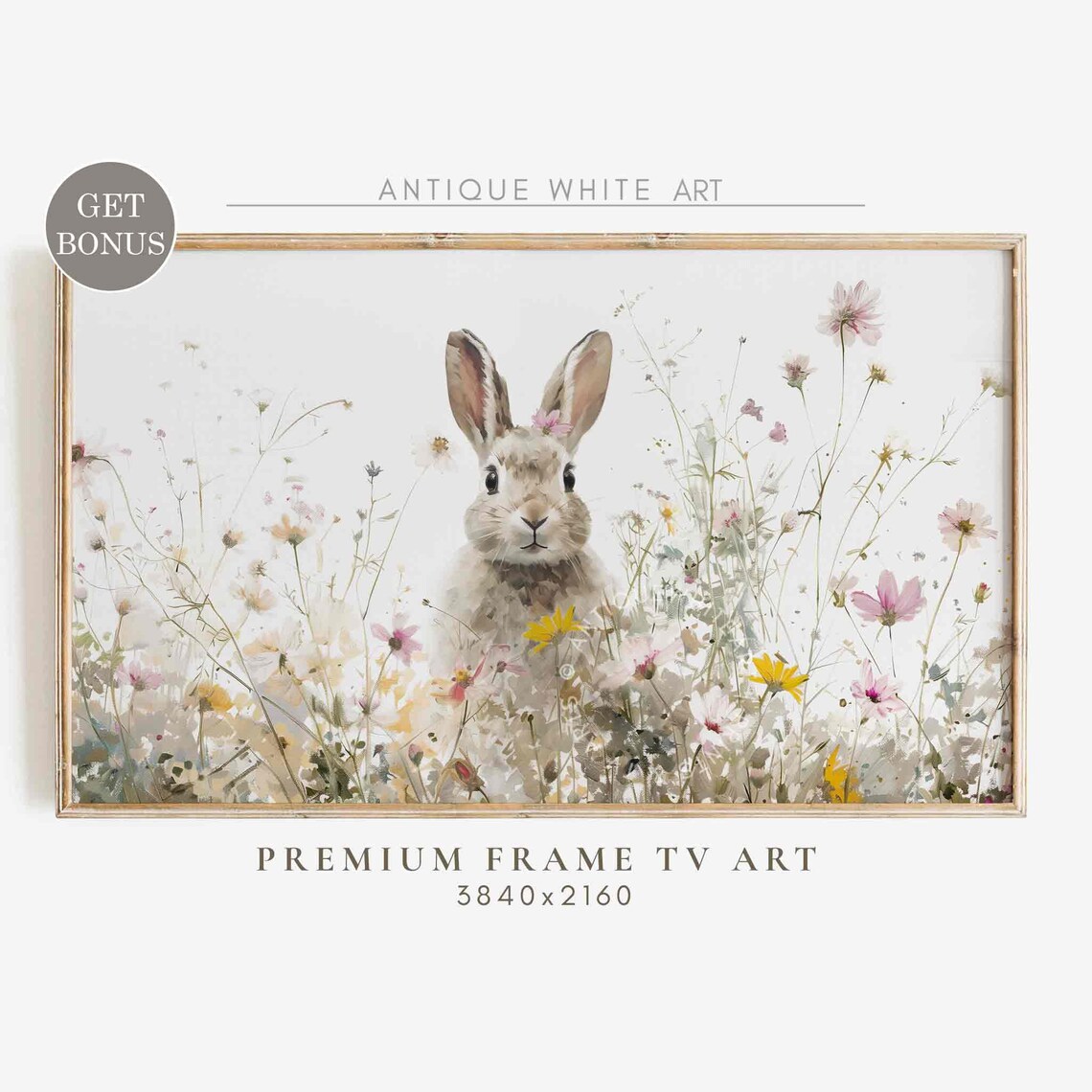 Easter Bunny Spring Wildflower Field Art Print