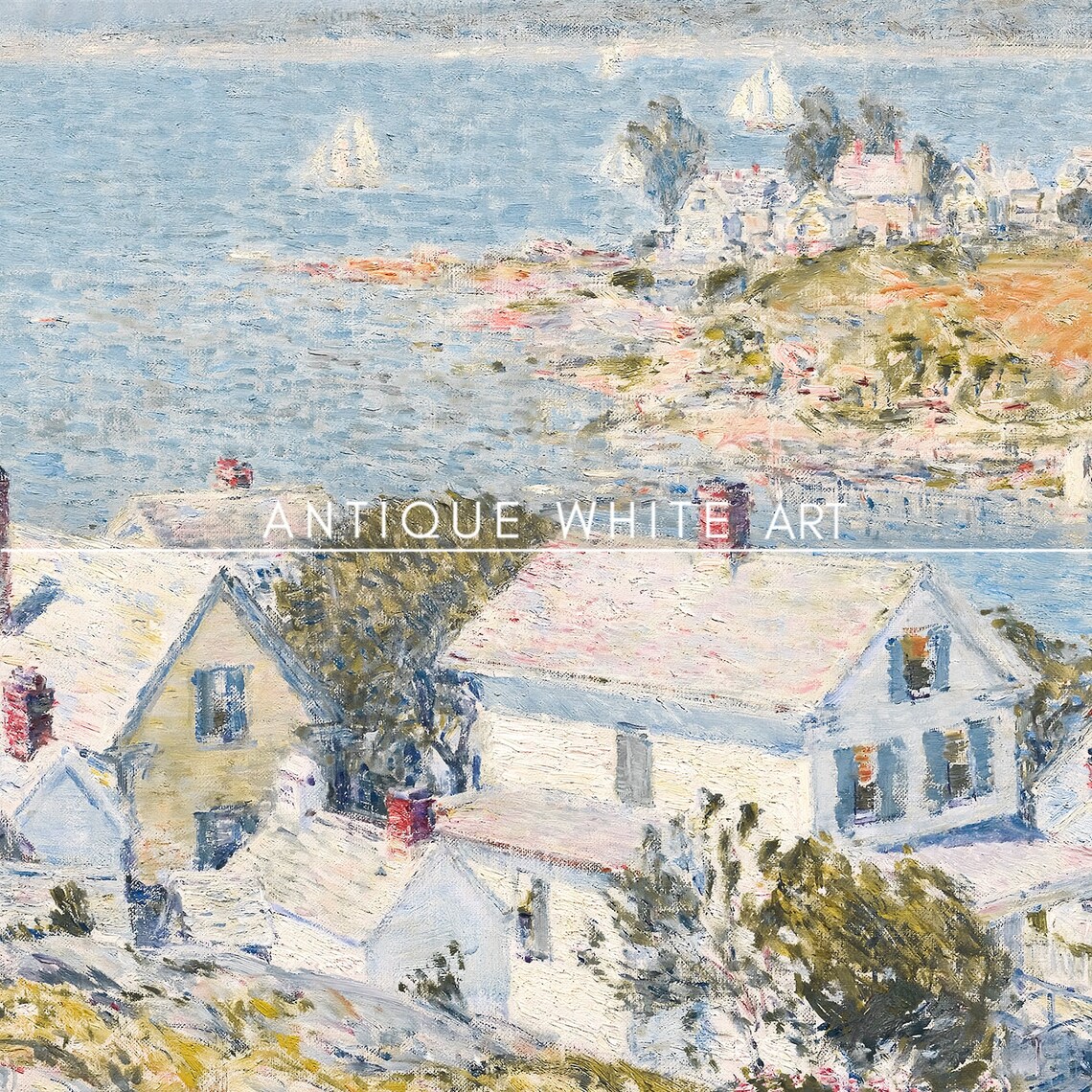 Summer Coastal Vintage Country Painting Art Print - Image 3