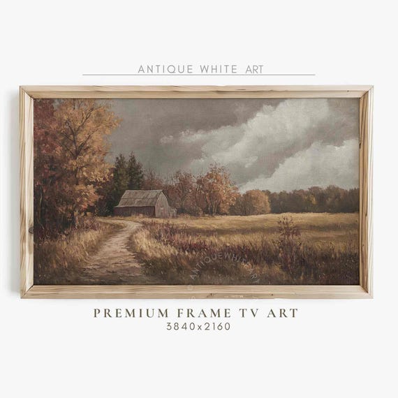 Fall Farmhouse Landscape Frame Tv Art Rustic Country Art Painting For Tv Vintage Style Fall Decor Modern Farmhouse Screensaver Tv466