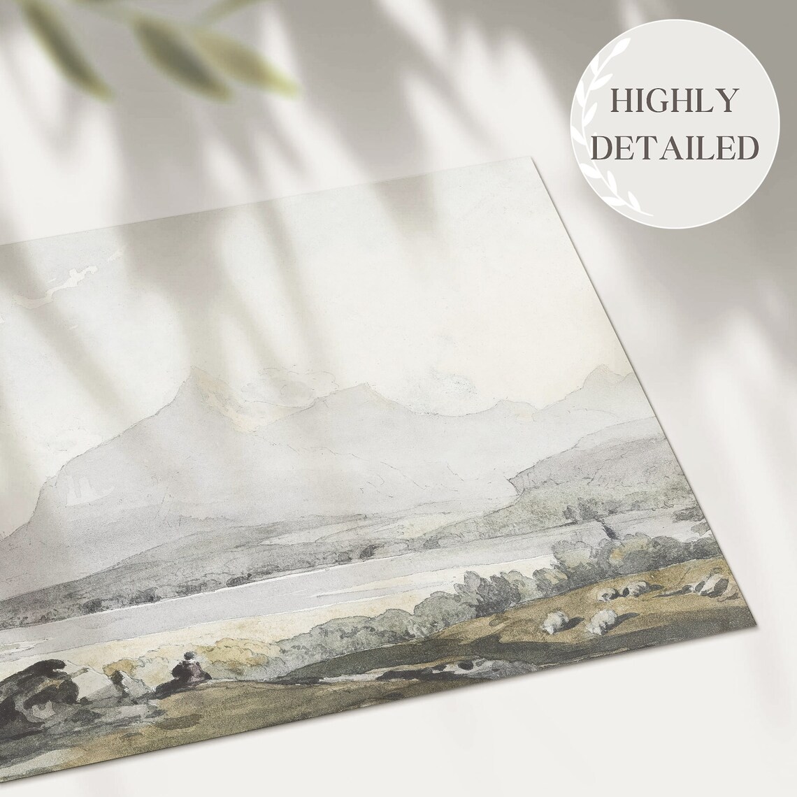 Vintage Mountain Art Print, Neutral Minimalist Landscape - Image 3