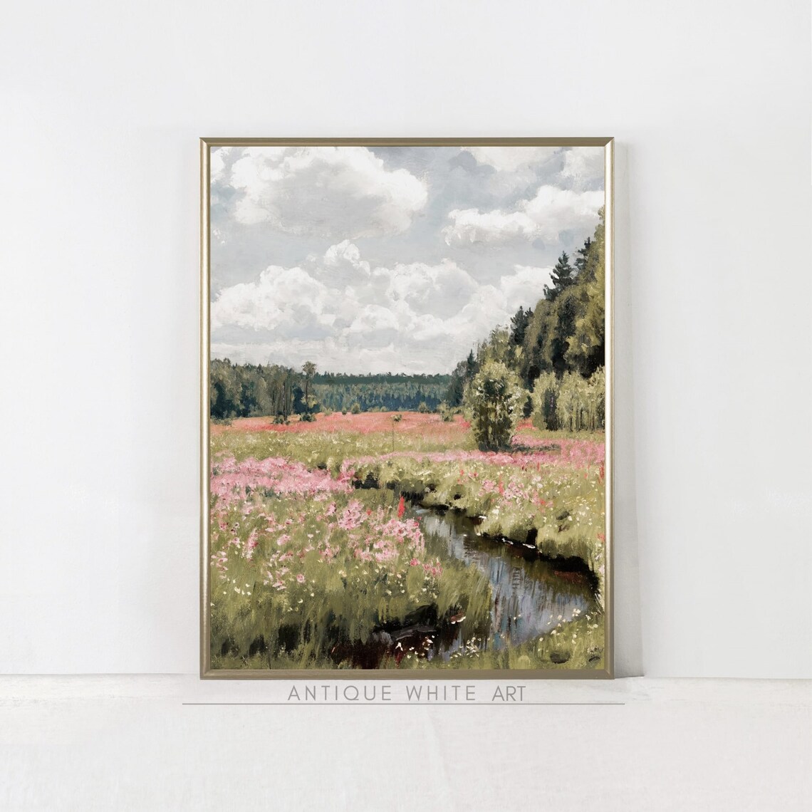 Countryside Wildflower Field Art Print, Summer Landscape