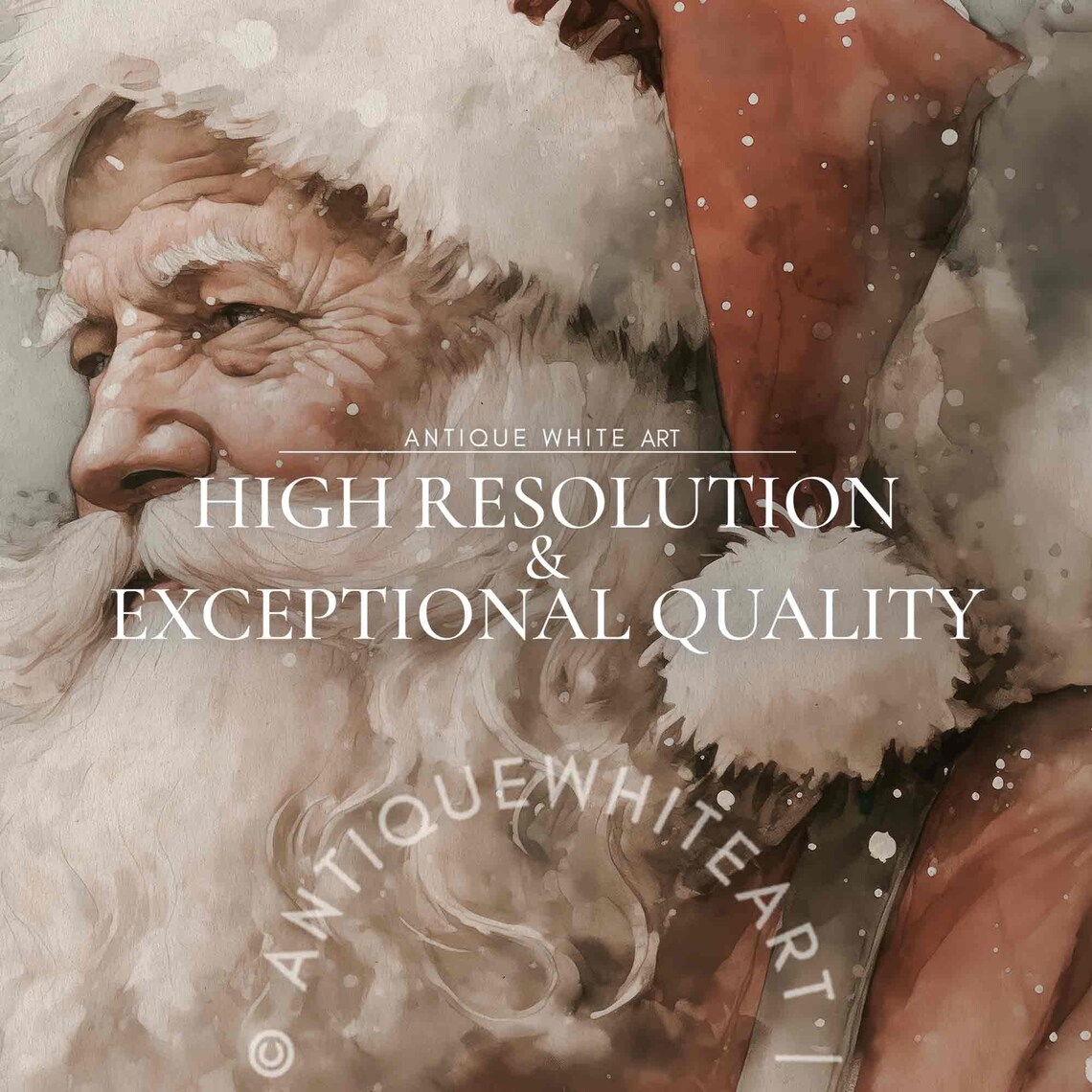 Vintage Santa Claus Portrait, Farmhouse Christmas Art Print - Image 3